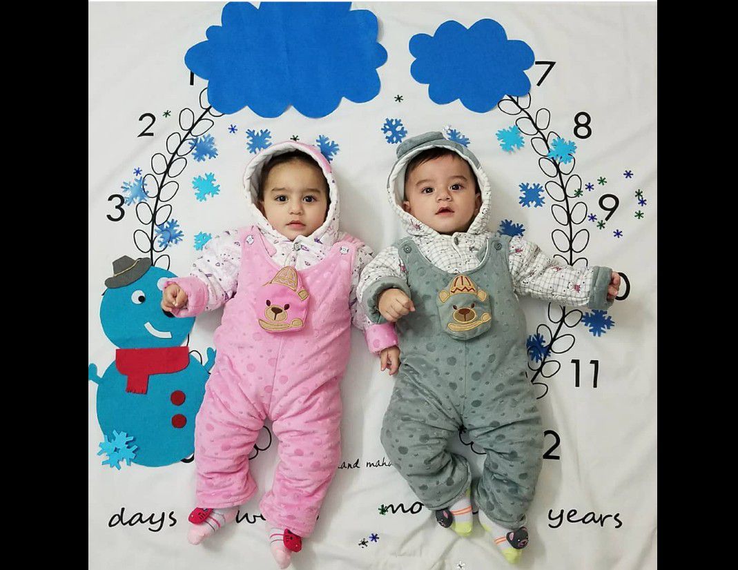 تم عکس زمستانی نوزاد نارین  و نویان شهبازی