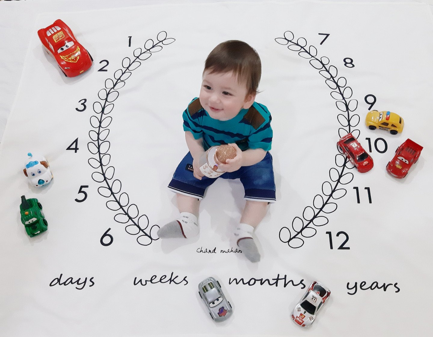 پارچه ماه شمار طرح شاخه زیتون محمد ماهان کتانی