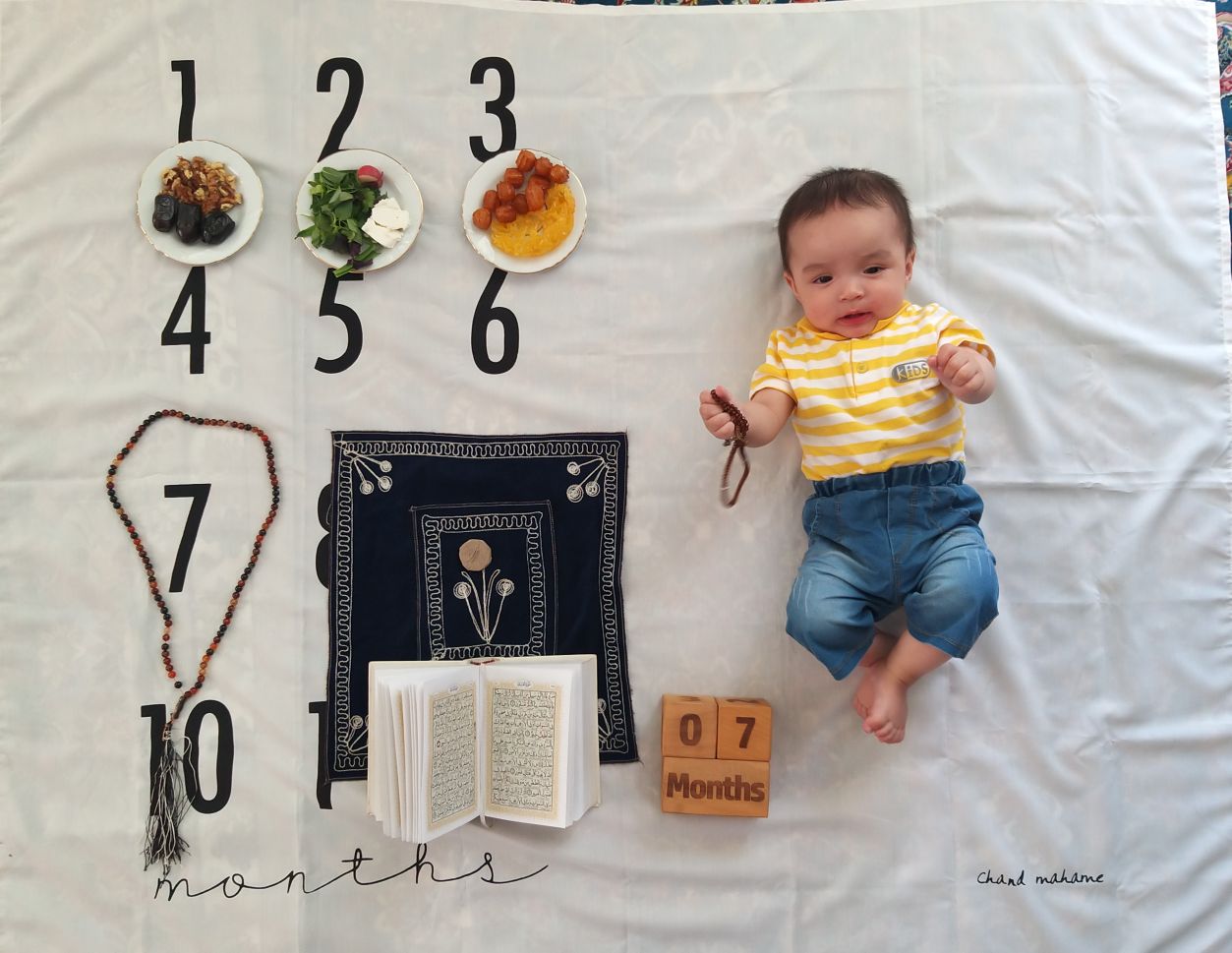 پارچه ماهگرد نوزاد طرح کلاسیک سبحان احمدی