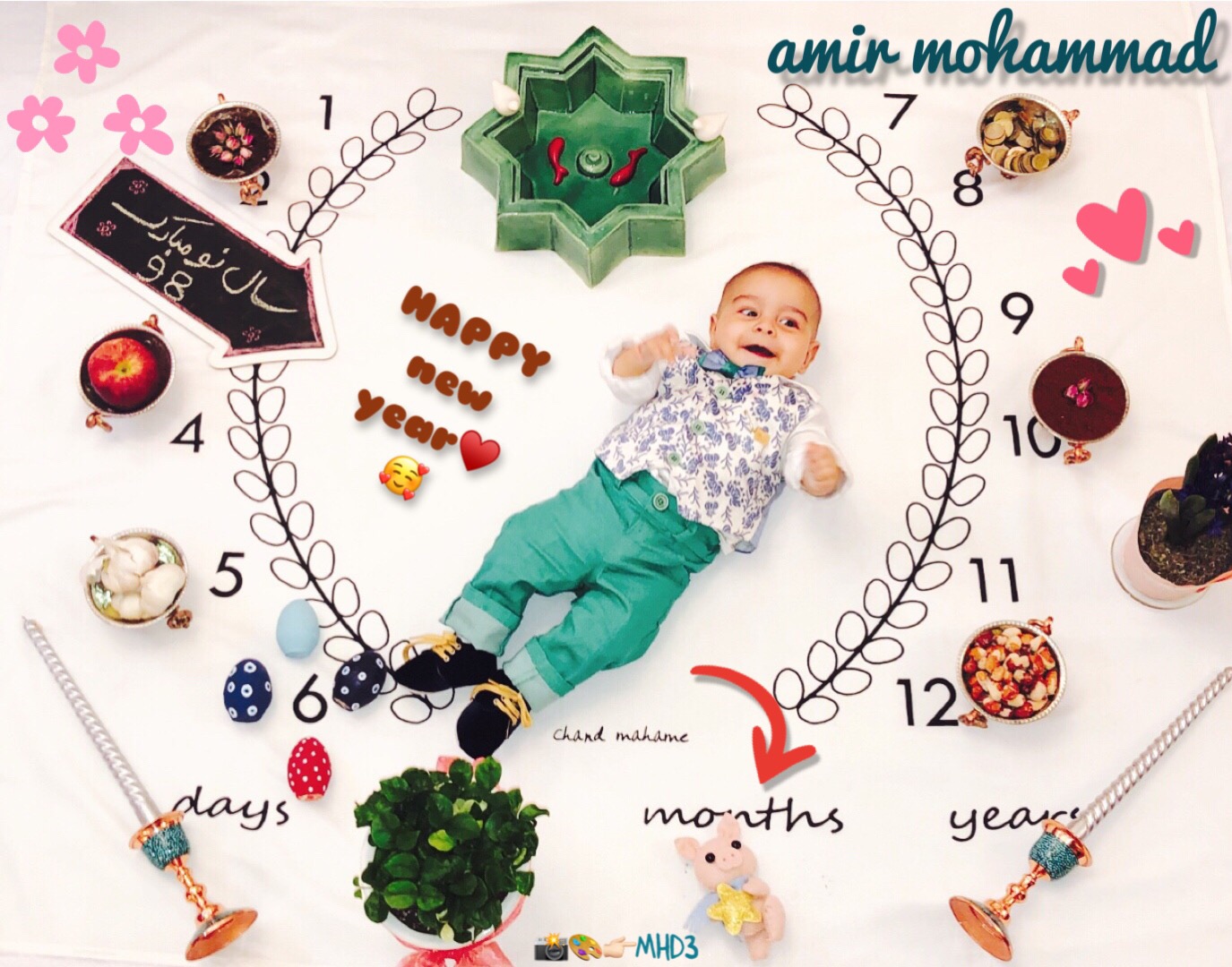 پارچه ماه شمار طرح شاخه زیتون امير محمد تاجيك