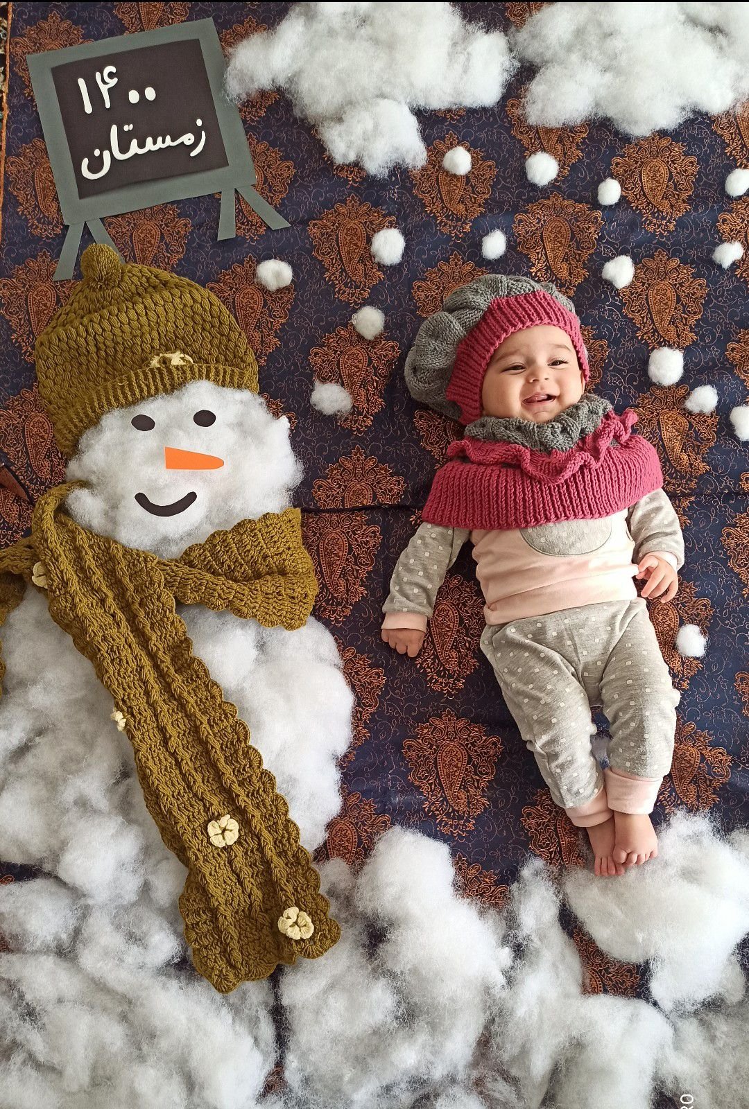تم عکس زمستانی نوزاد حسنا صالحی