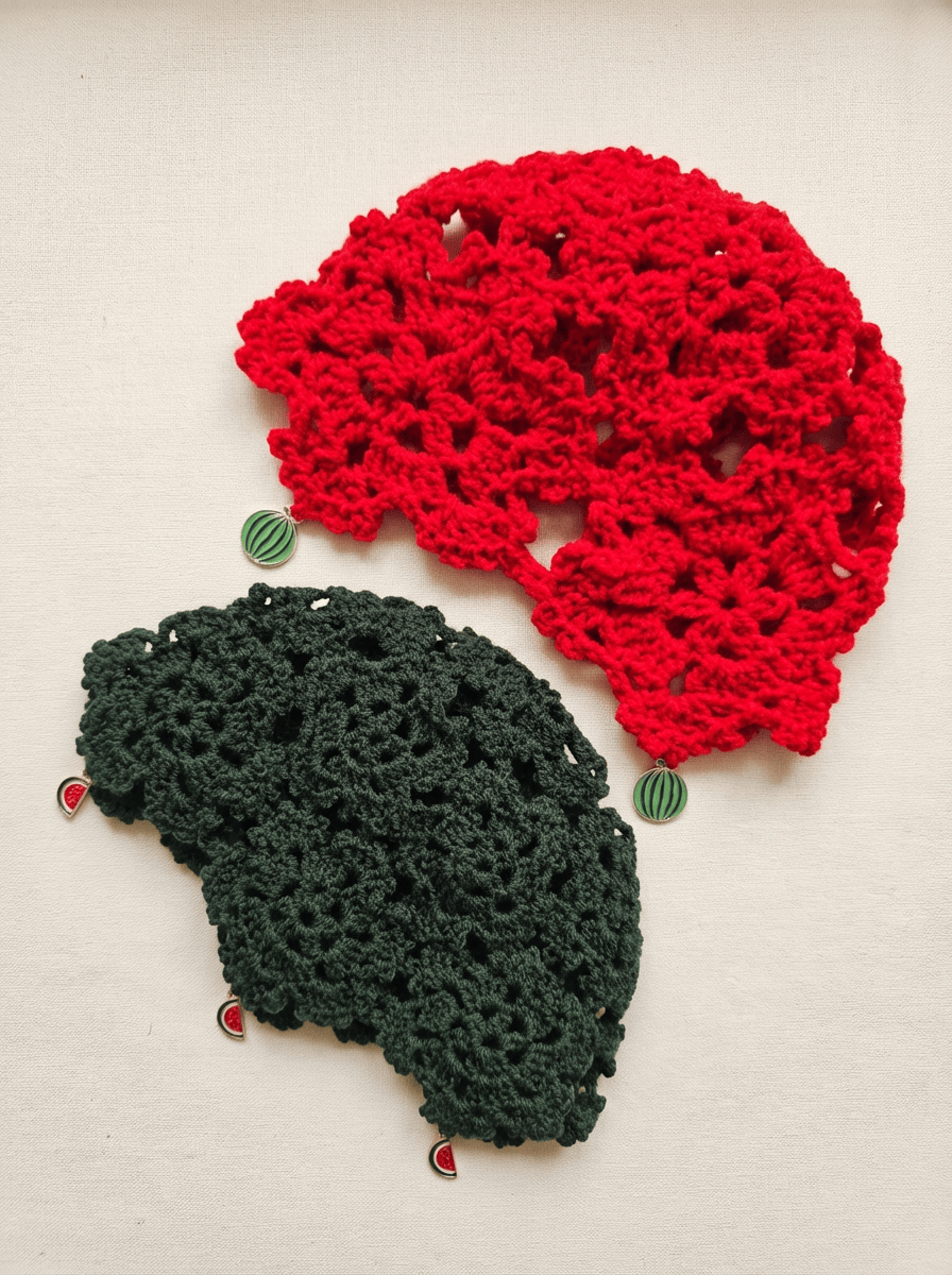 کلاه قلاب‌بافی زنانه مدل توری–شبکه‌ای